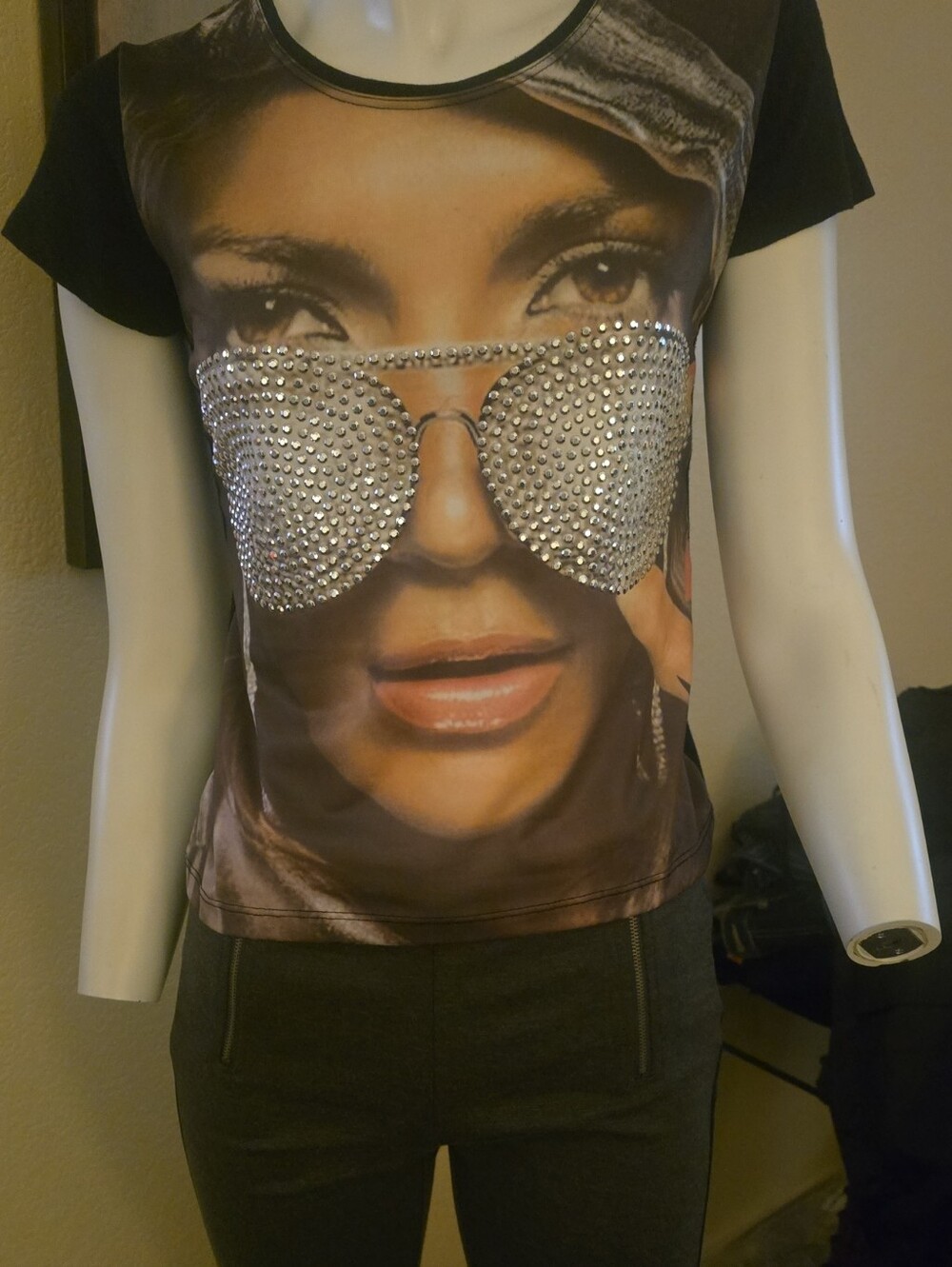 Dolce & Gabbana Rhinestone Graphic Tee - Black/Brown